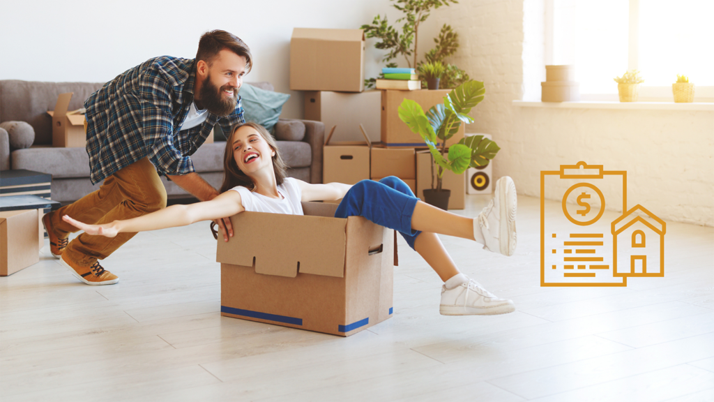 A young couple fulfilling their dream of buying a house