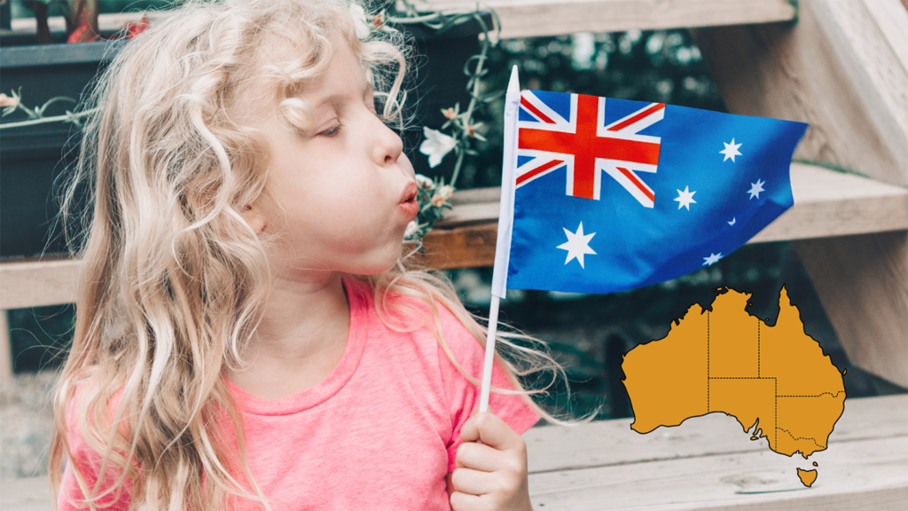 A child holds the Australian flag.