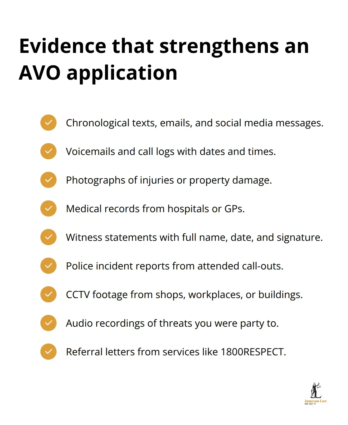infographic AVO lawyer NSW 2 1792302248 Checklist of documentary evidence recommended for NSW AVO matters - AVO lawyer NSW