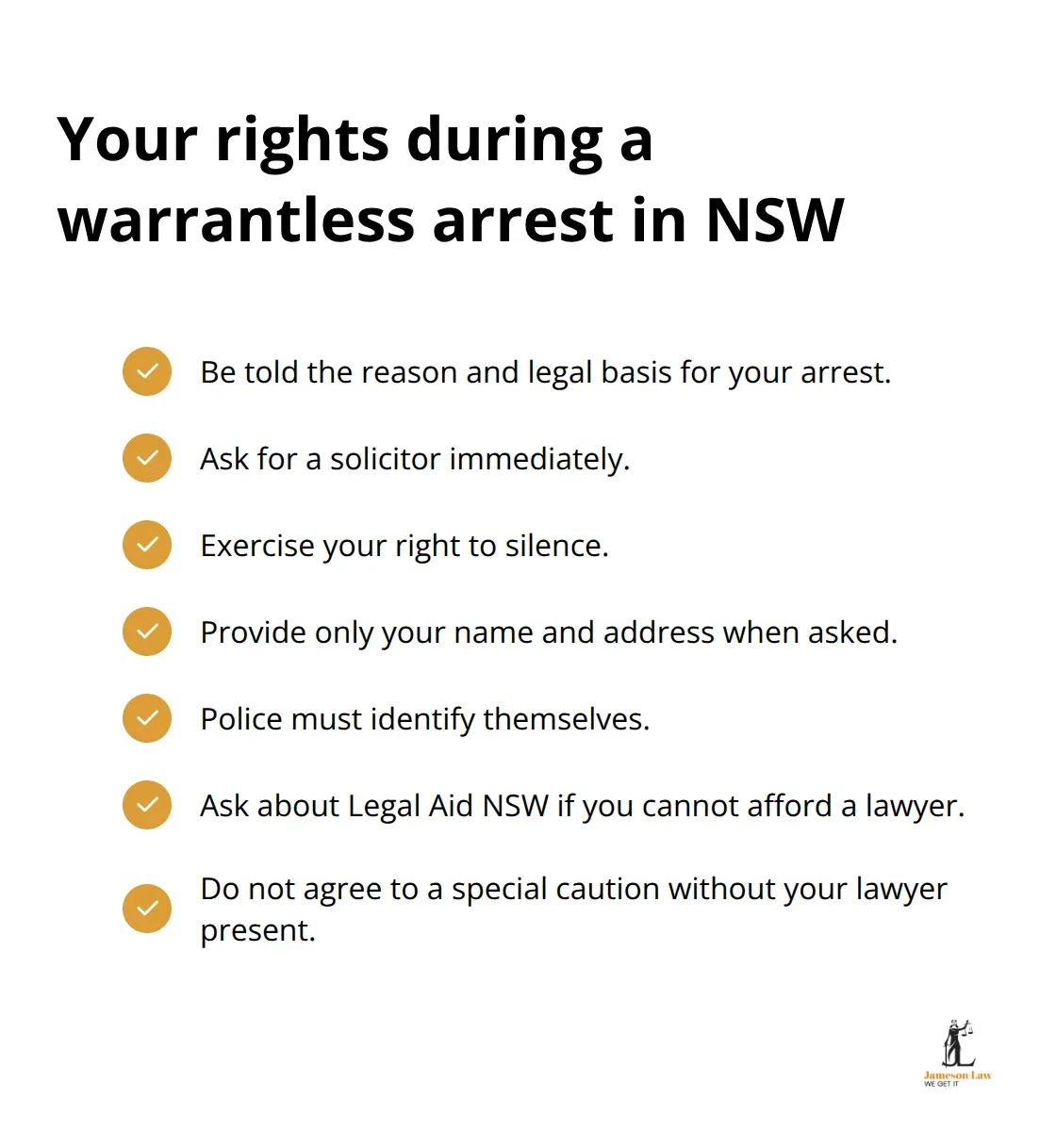 Key rights you can exercise if arrested without a warrant in New South Wales - Criminal charges NSW