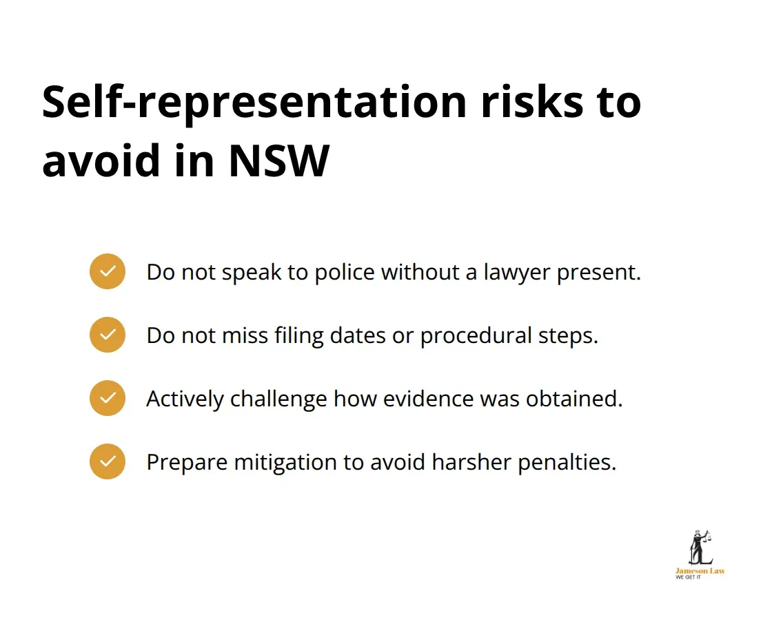 Checkmark list of common pitfalls for self-represented defendants in NSW criminal matters - Criminal trial NSW