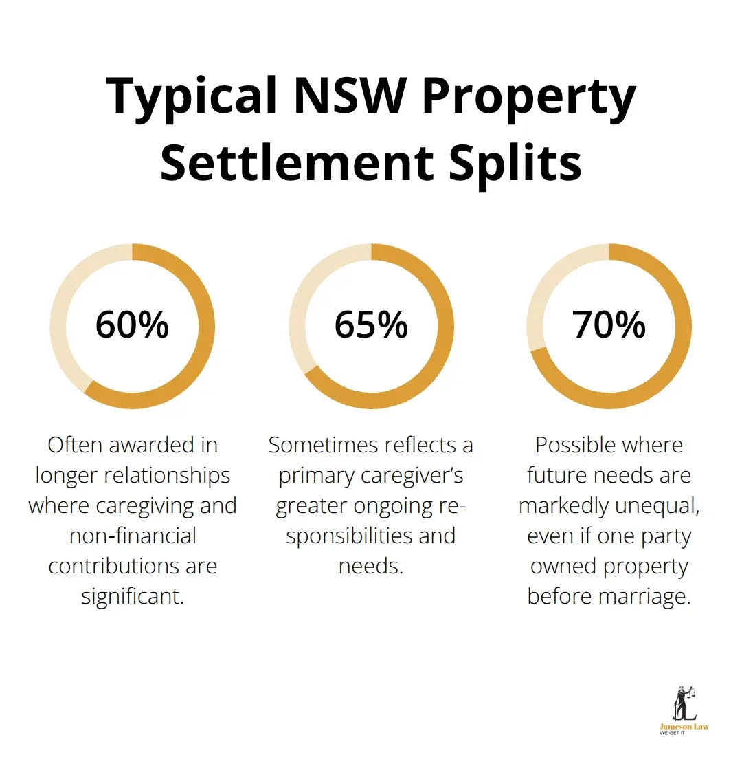 infographic Divorce property settlement 1 1769052053 Infographic showing common NSW divorce property split outcomes: 60/40, 65/35, and 70/30 scenarios - Divorce property settlement