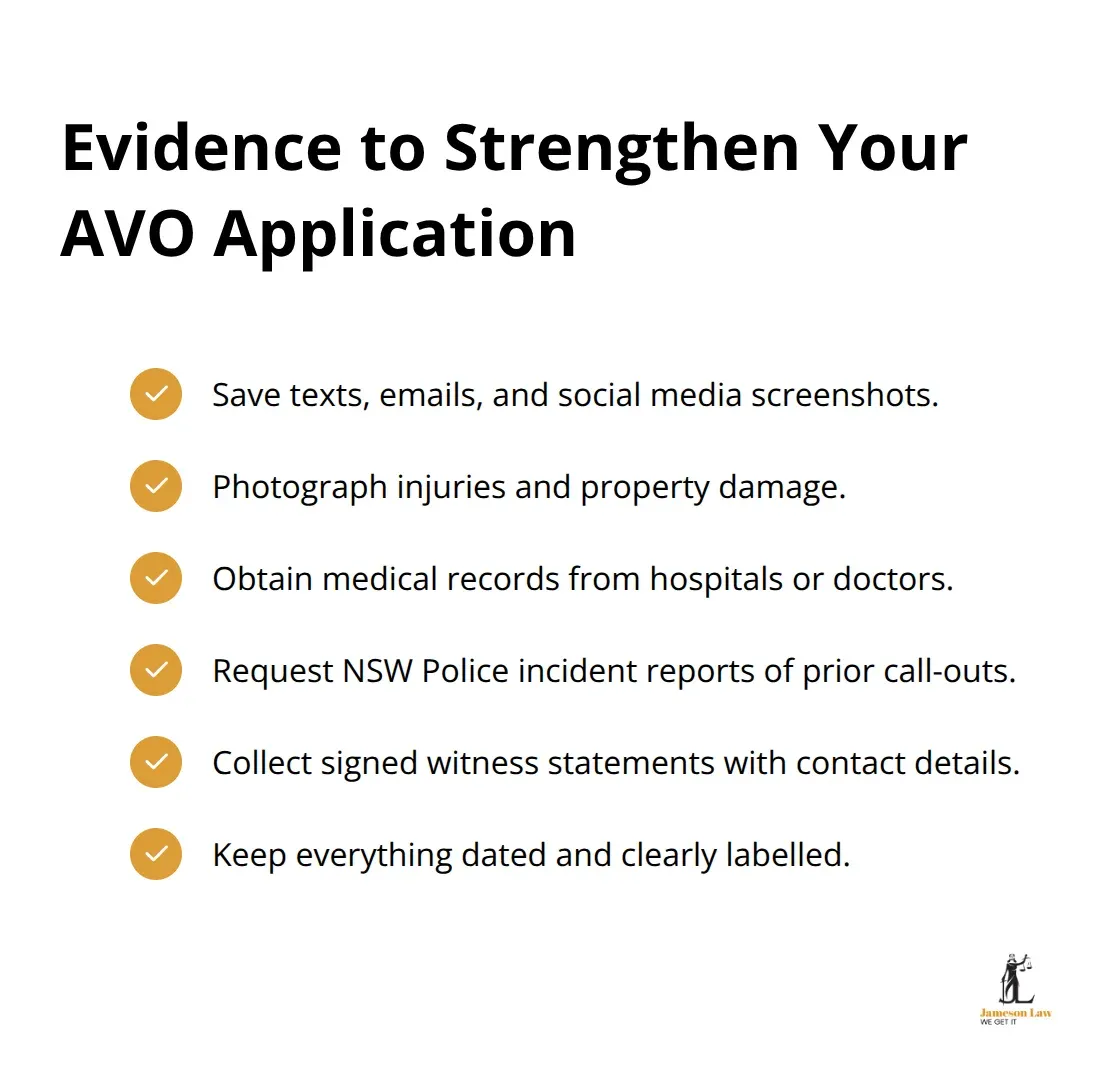 infographic Family violence AVO 2 1788152809 Checklist of key evidence types to support an AVO application in NSW - Family violence AVO