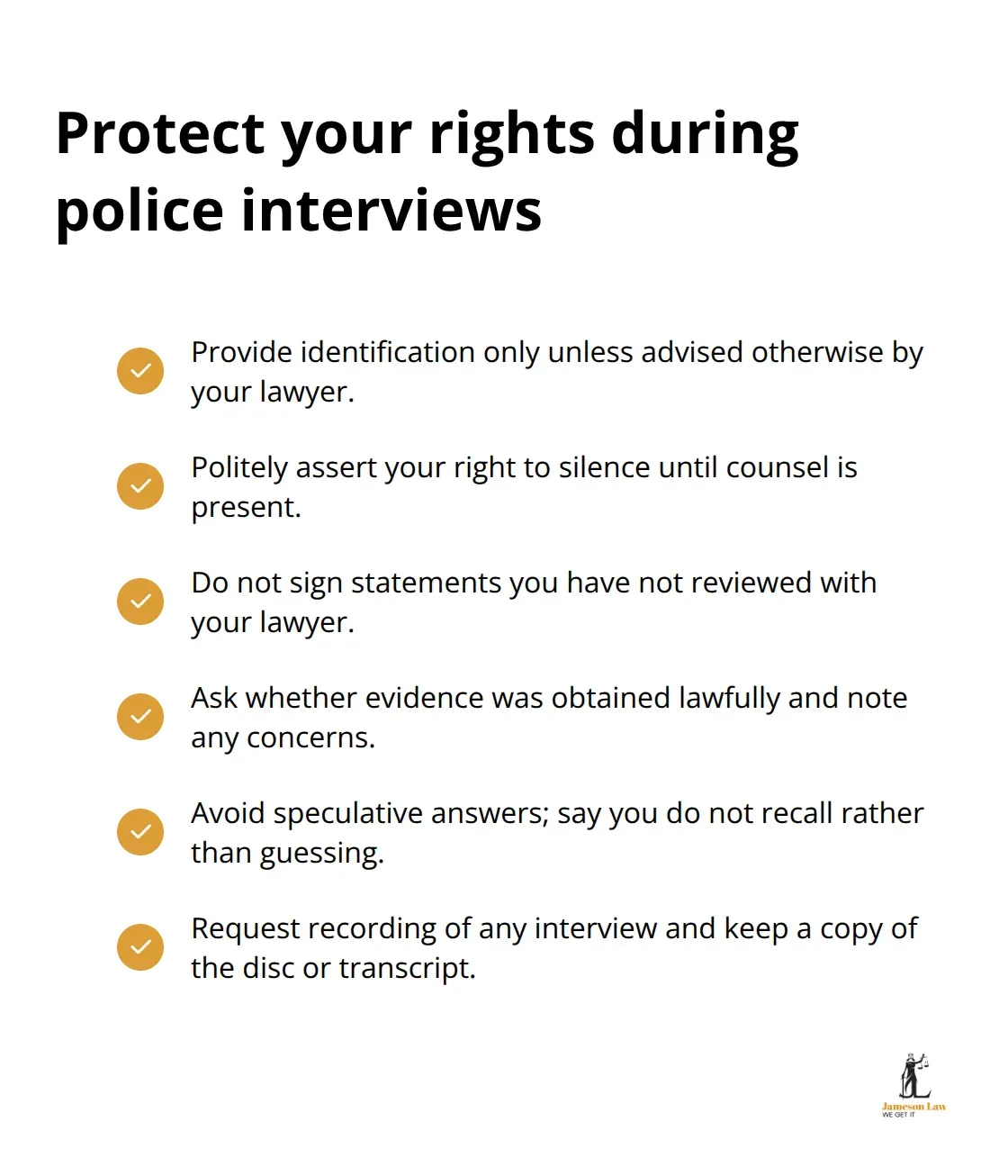 Checklist to avoid harmful admissions and safeguard your defence in NSW. - NSW criminal defence lawyer