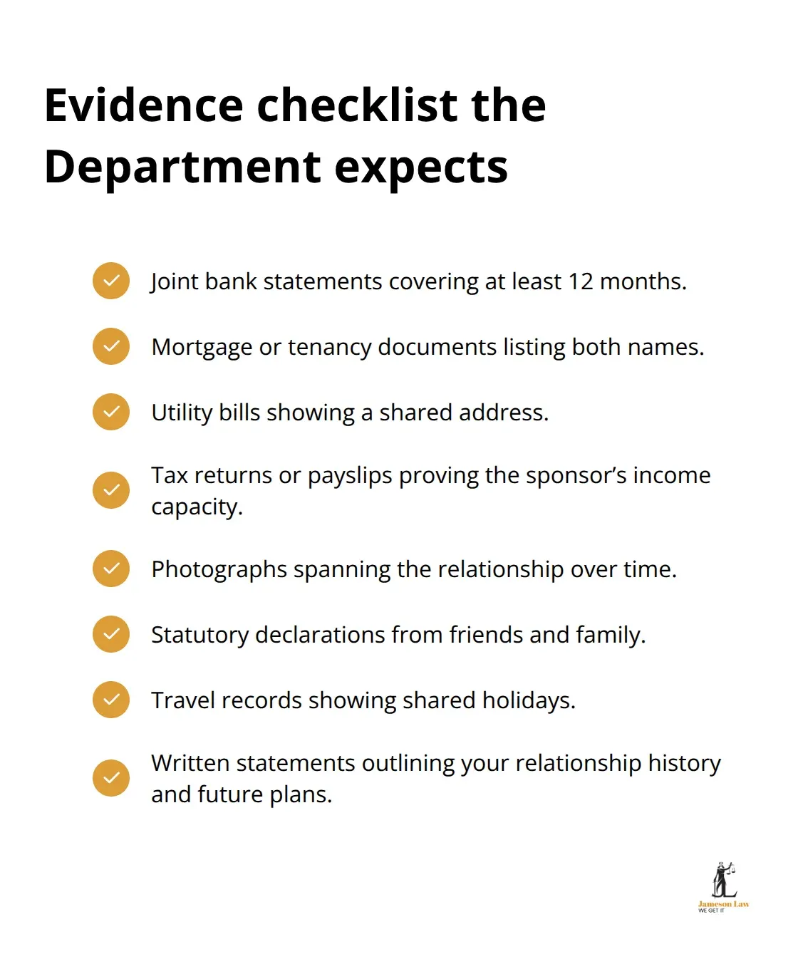 Compact checklist of key financial and relationship evidence for Australian partner visas. - Partner visa eligibility Australia