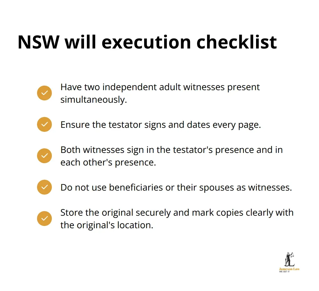 Checklist of precise execution steps to make a NSW will defensible - Will validity NSW
