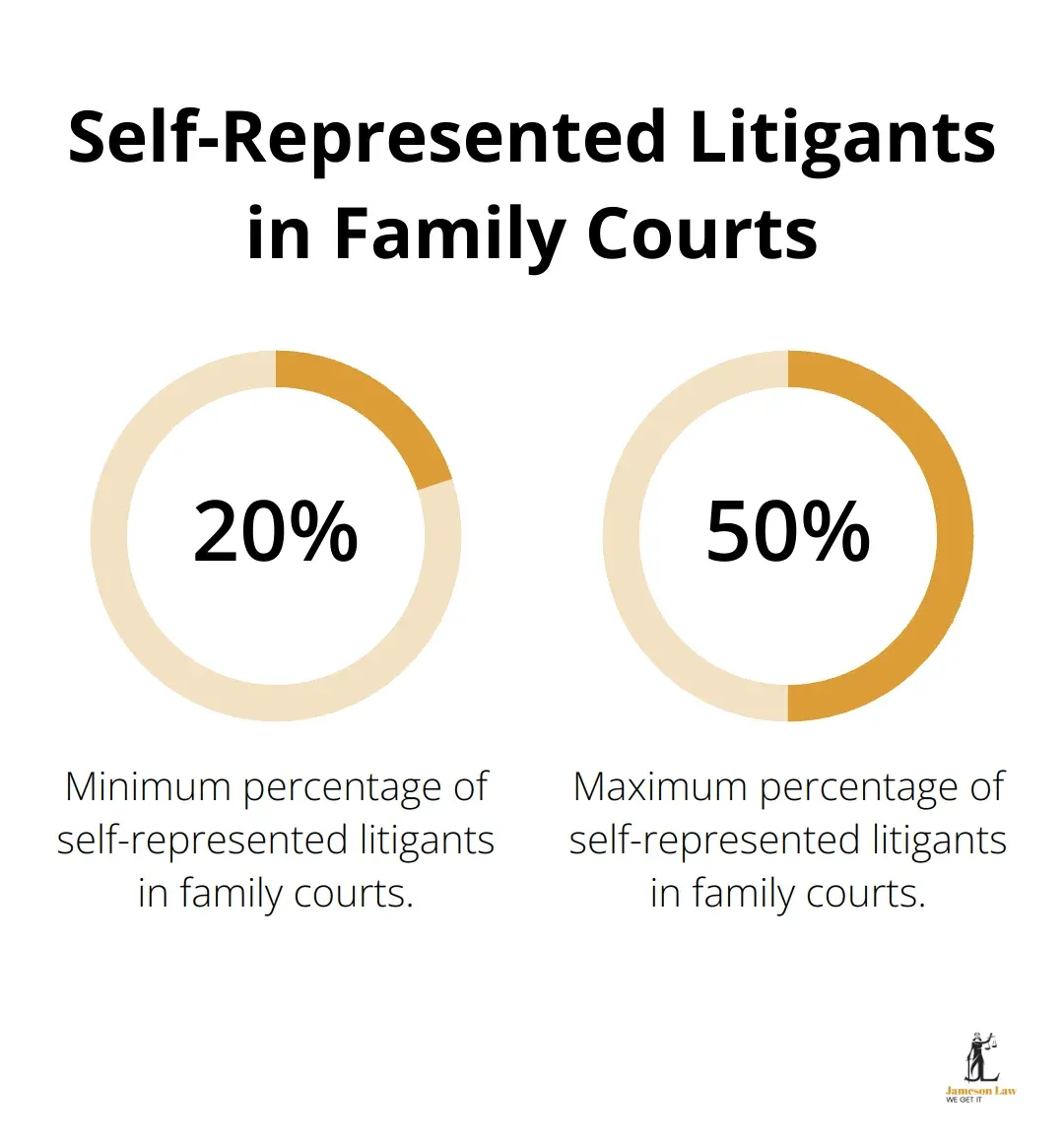 infographic affordable family law 1 1753758614 Chart showing the range of self-represented litigants in family courts, from 20% to 50% - affordable family law