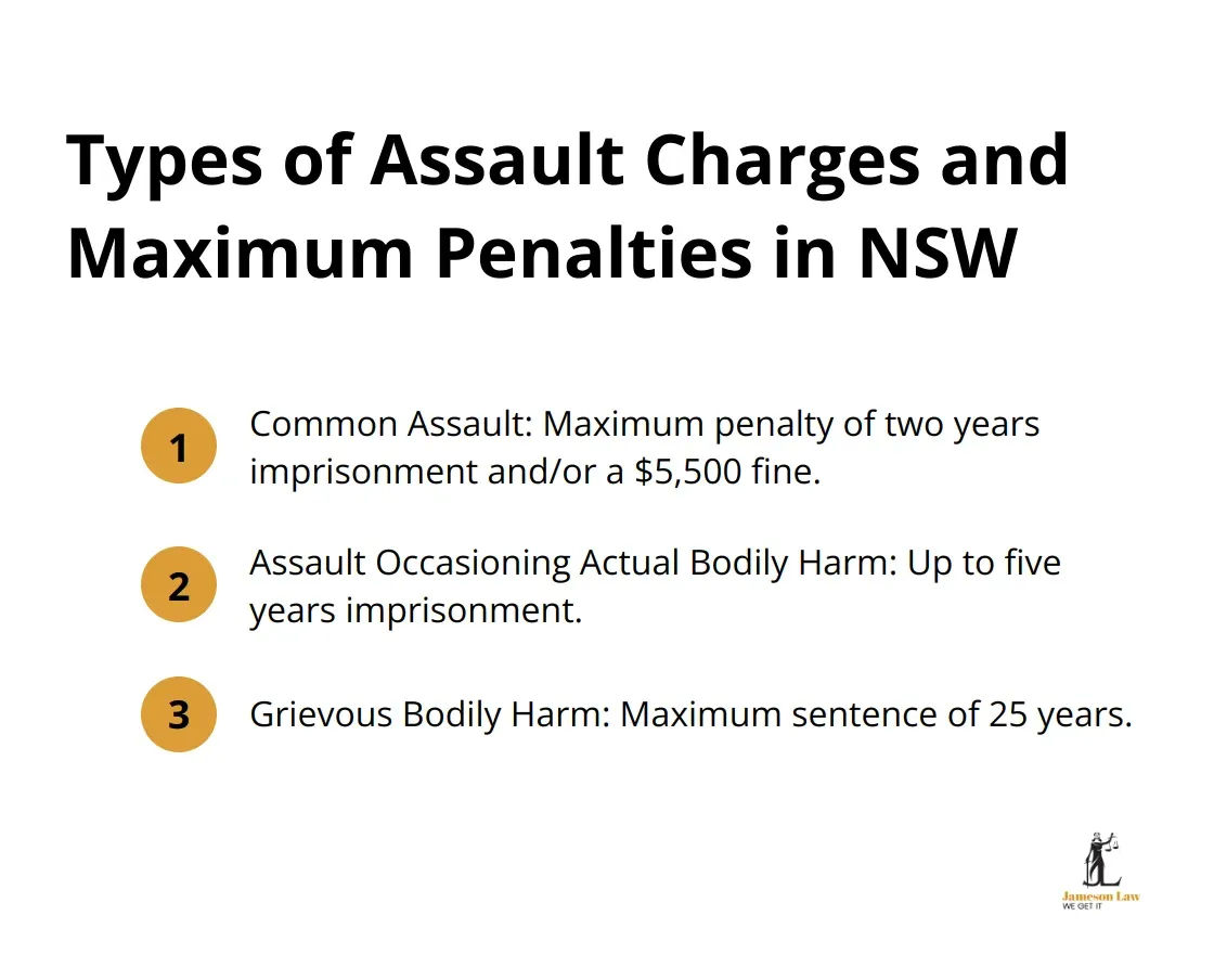 infographic assault lawyer 1 1752548950 A list of assault charges in NSW and their maximum penalties, including Common Assault, Assault Occasioning Actual Bodily Harm, and Grievous Bodily Harm. - assault lawyer
