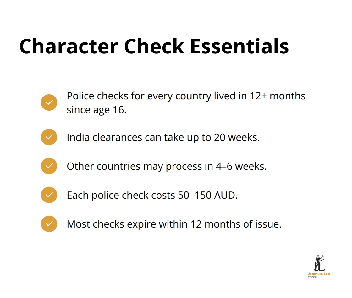 Key requirements and timelines for Australian PR character assessments