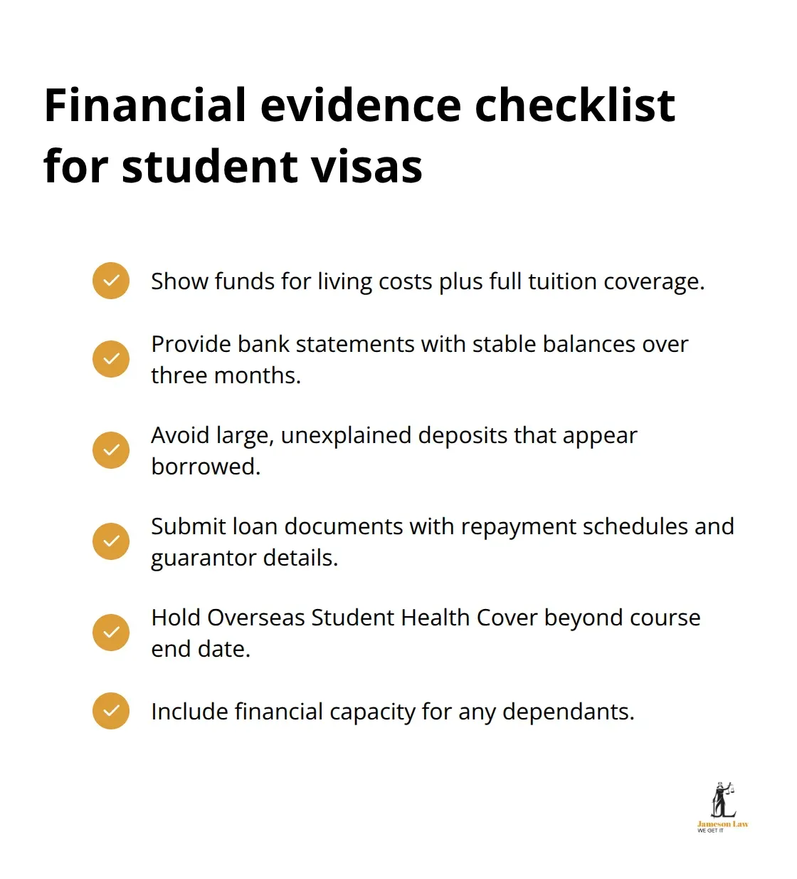 infographic australian study visa requirements 2 1763176160 Checkmarked list of acceptable financial evidence for Australian student visas - australian study visa requirements