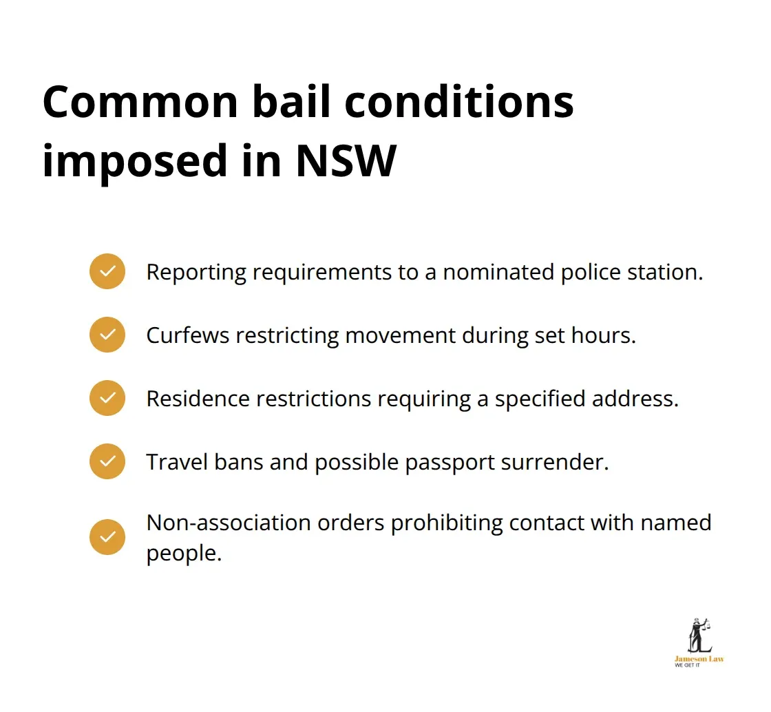 Checklist of typical NSW bail conditions defendants may receive. - bail information NSW