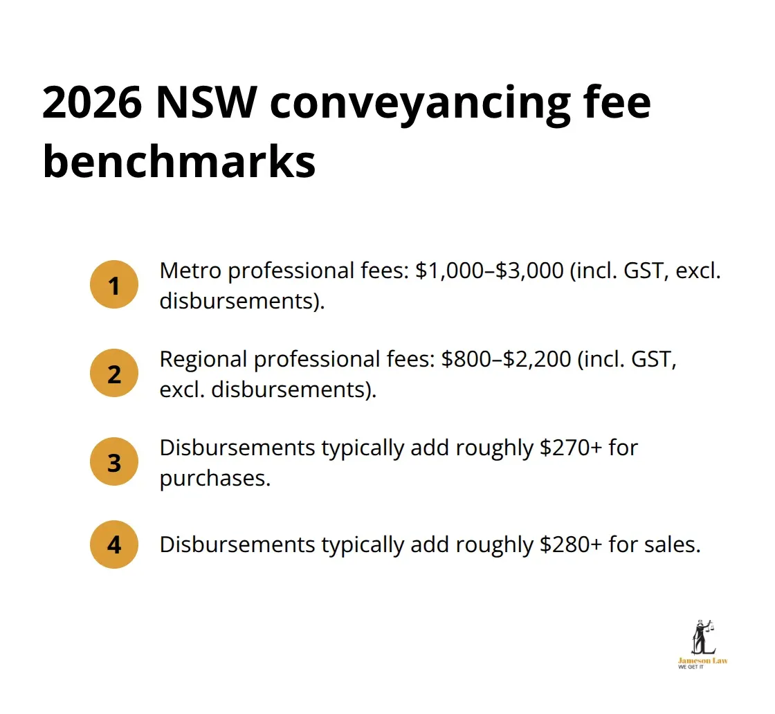 Metro vs regional professional fee ranges and typical disbursements in NSW - conveyancing quotes NSW