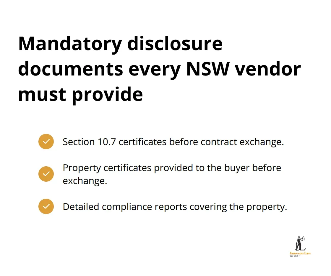 Checklist of disclosure documents vendors must provide before contract exchange in New South Wales.