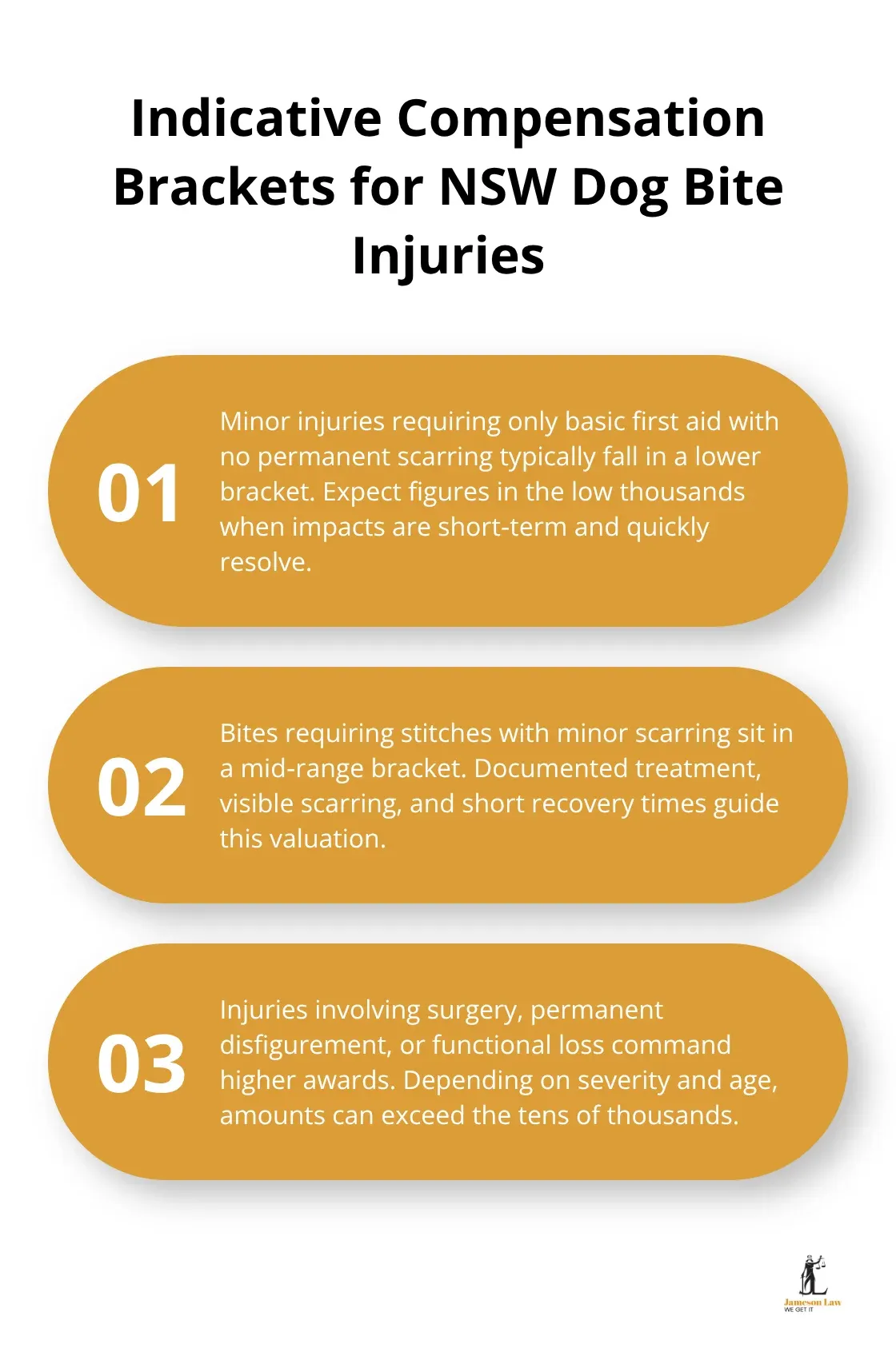 infographic dog bite injury NSW 3 1789709155 Three common compensation ranges used in NSW dog bite settlements based on injury severity. - dog bite injury NSW