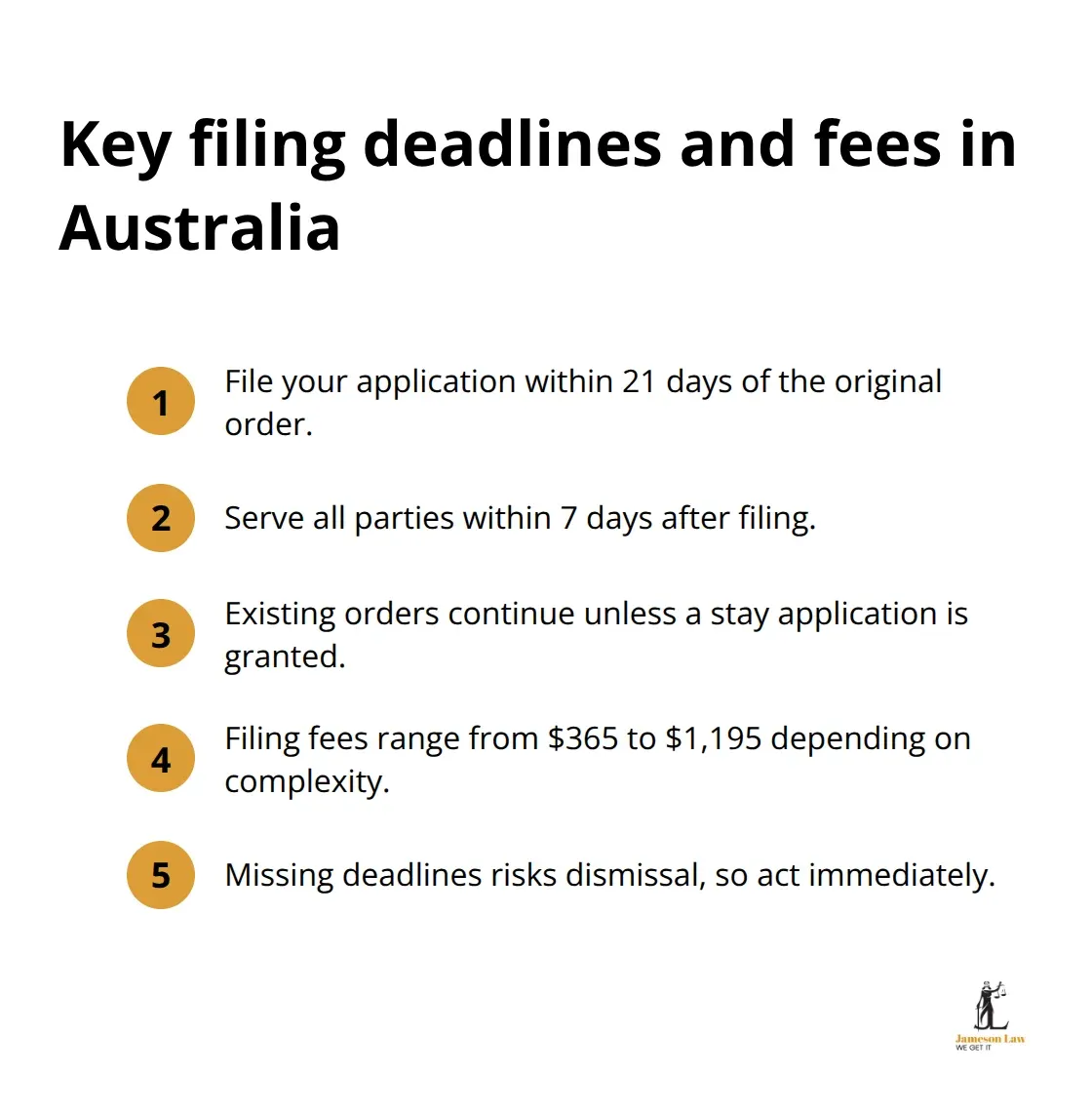 infographic family law review 1 1765595381 Visual summary of filing deadlines, service requirements, stay applications, and filing fees for a family law review in Australia.