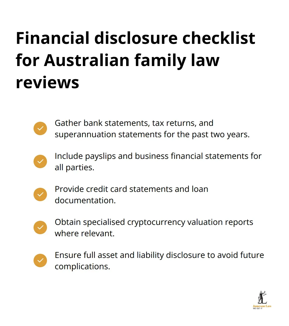 infographic family law review 2 1765595388 Checklist of essential financial disclosure documents and specialised valuation needs for Australian family law review applications.