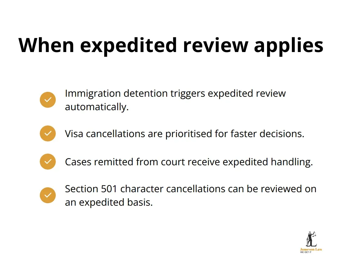 Conditions that trigger faster AAT processing - immigration appeal rights