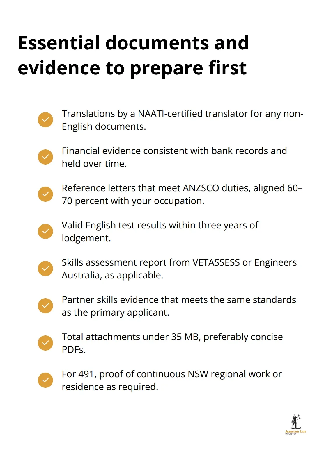 Checklist of key documents and evidence for NSW nomination and federal applications in Australia - immigration form NSW