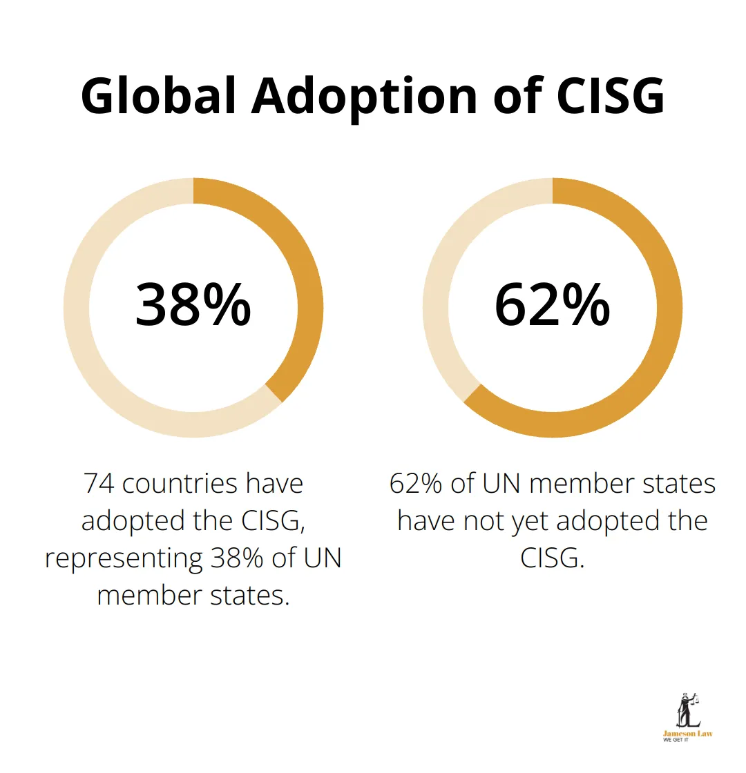 infographic international commercial law 1 1752203494 Pie chart showing 74 countries have adopted CISG