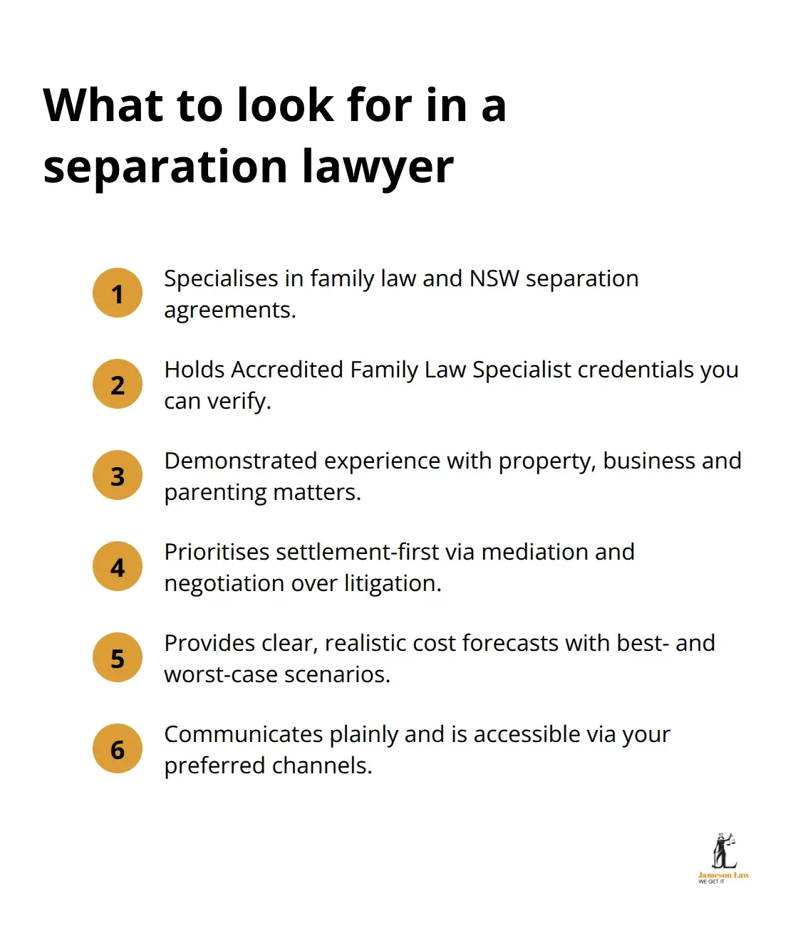Key criteria Australians should use to choose a separation lawyer in NSW - lawyer for separation agreement