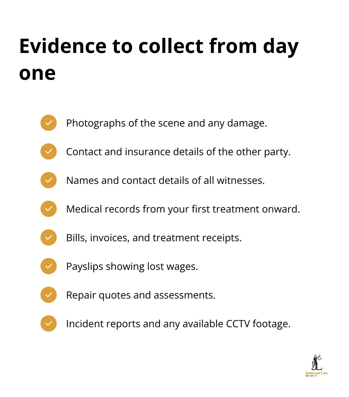 infographic personal injury claims NSW 2 1783401020 Checklist of key evidence items to gather and organise for NSW personal injury claims - personal injury claims NSW