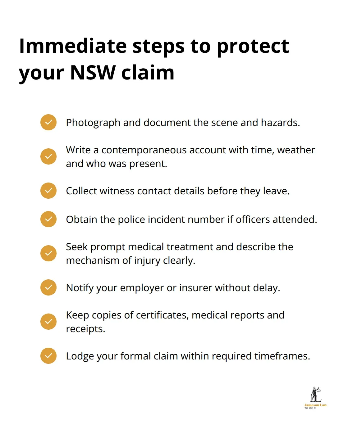 infographic personal injury compensation NSW 3 1783746557 Checklist of urgent actions to take after a personal injury in NSW. - personal injury compensation NSW
