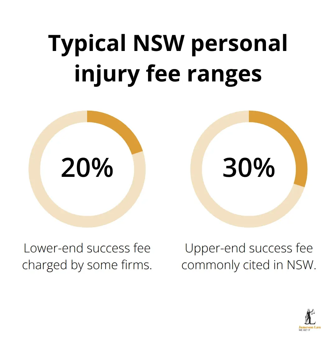 Percentage comparison of common NSW personal injury success fee ranges - personal injury lawyer NSW