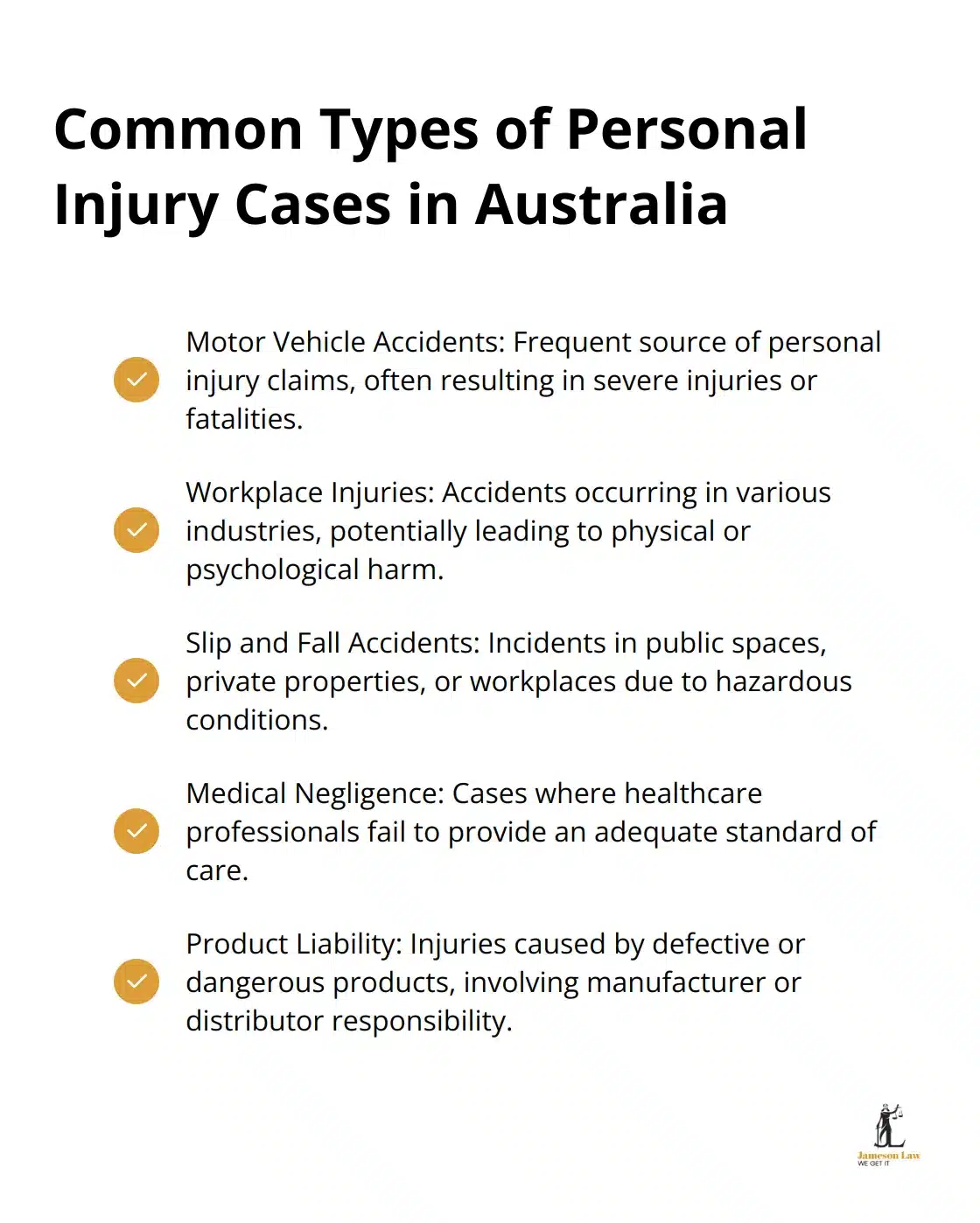 infographic personal injury meaning 3 1746846638 Checkmark list of five common types of personal injury cases in Australia - personal injury meaning