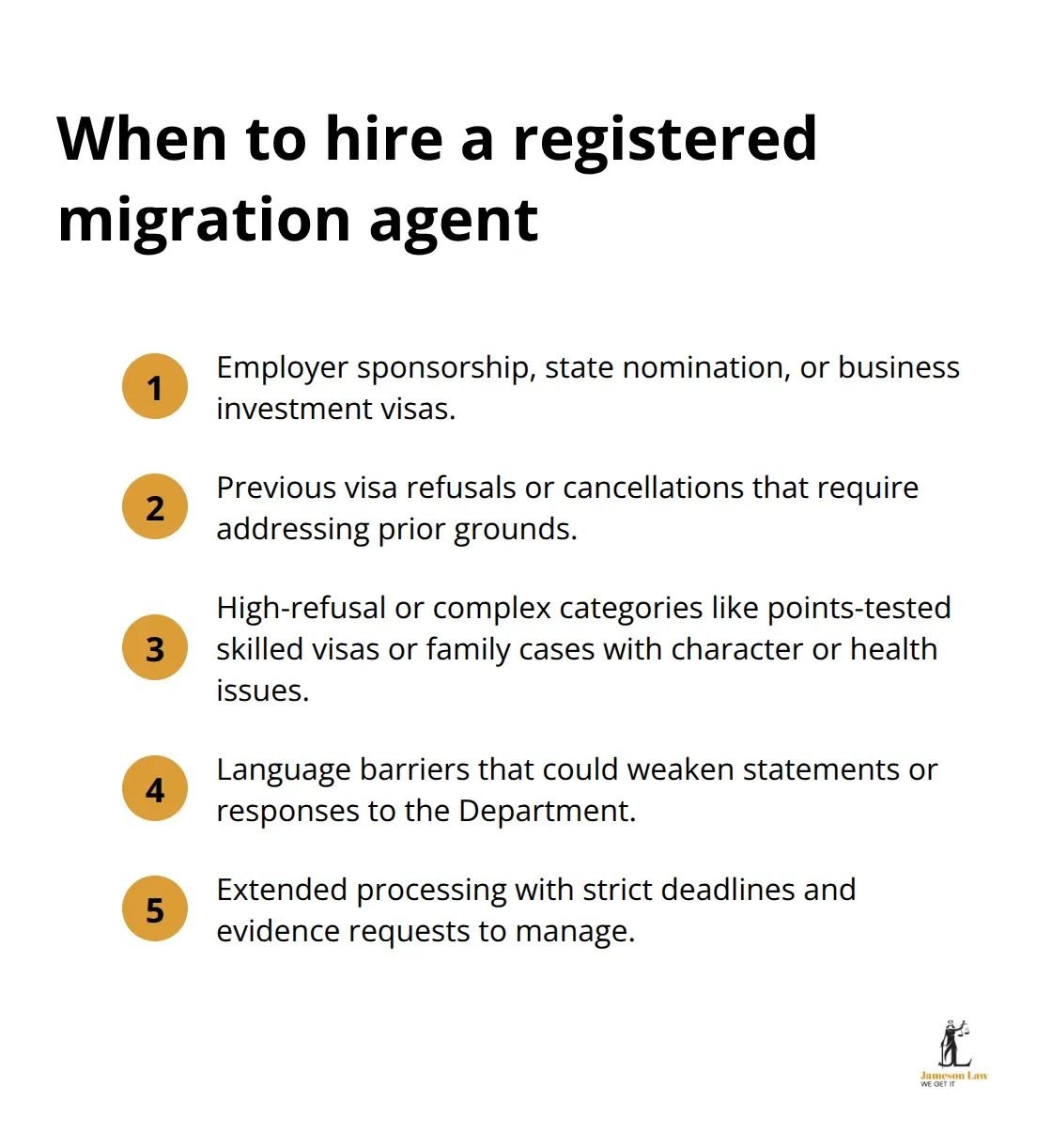 infographic registered migration agent 2 1779426683 Compact checklist of situations that warrant using a registered migration agent in Australia