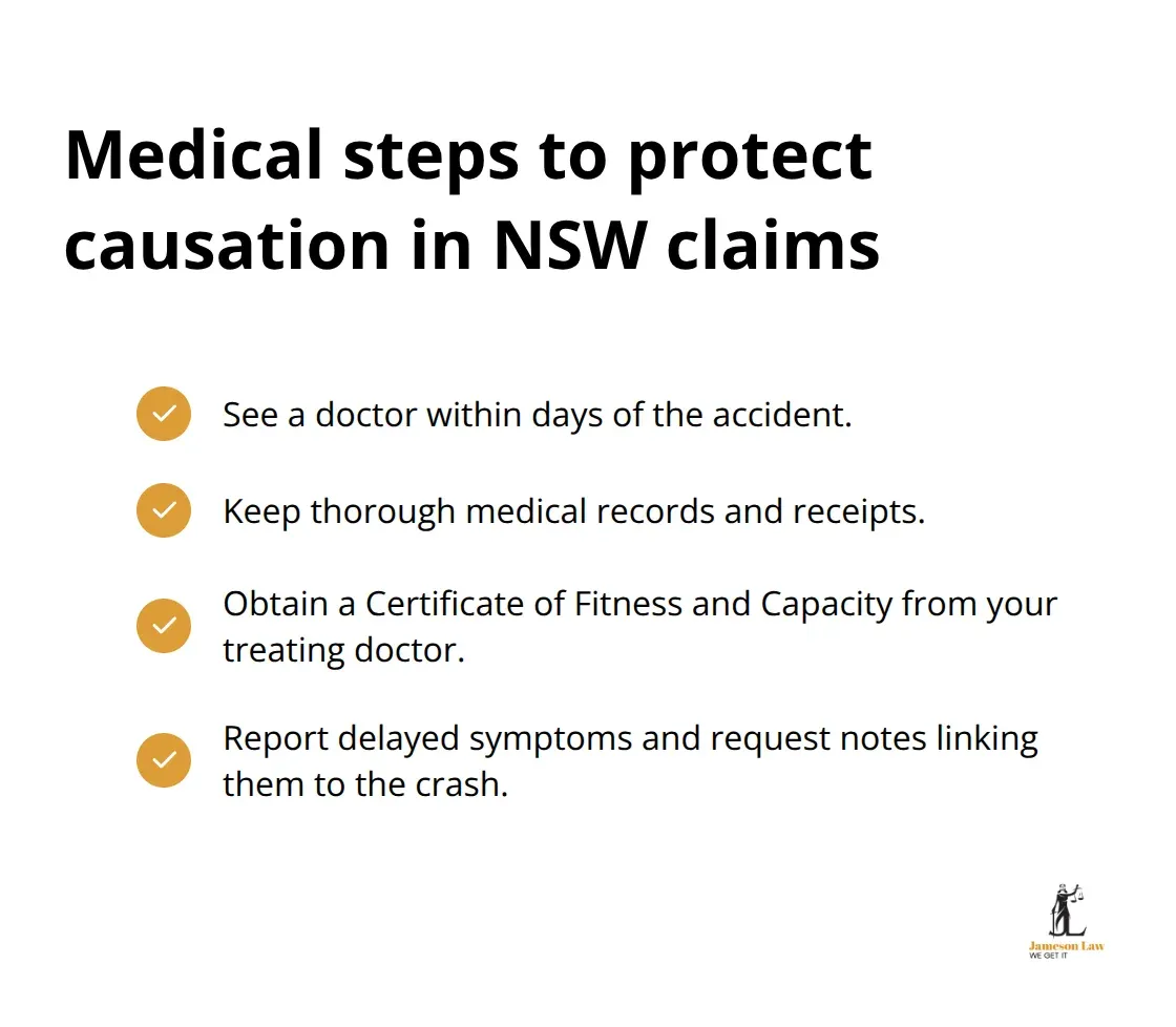 Checklist to link injuries to the crash for NSW CTP claims - road accident NSW compensation