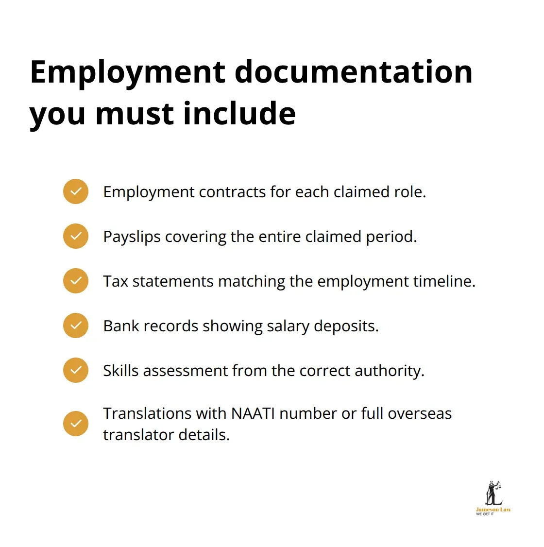 Checklist of evidence to substantiate skilled employment in Australia - skilled visa nomination requirements
