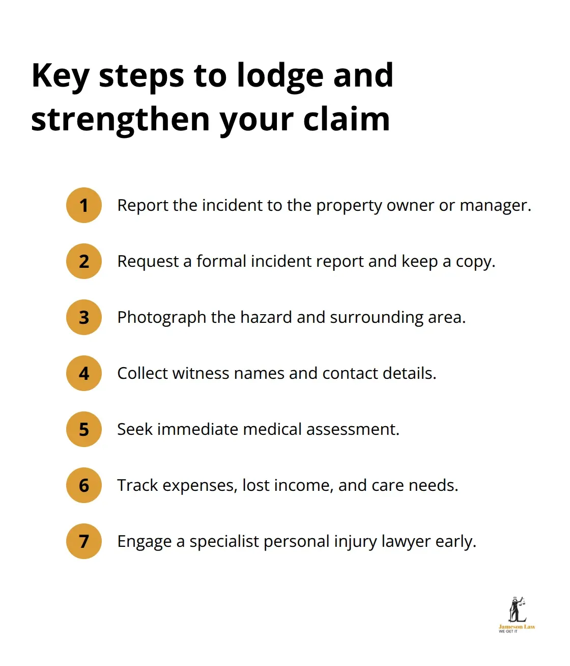 infographic slip and fall NSW 3 1781586619 Compact list of steps to report, document, and progress a slip and fall claim in NSW - slip and fall NSW