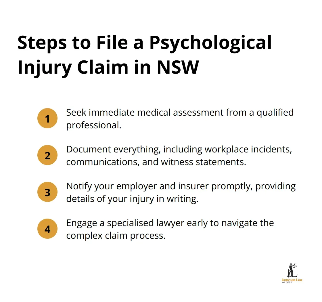 infographic successful psychological injury claims nsw 3 1755054598 Ordered list chart showing the four main steps to file a psychological injury claim in NSW - successful psychological injury claims nsw