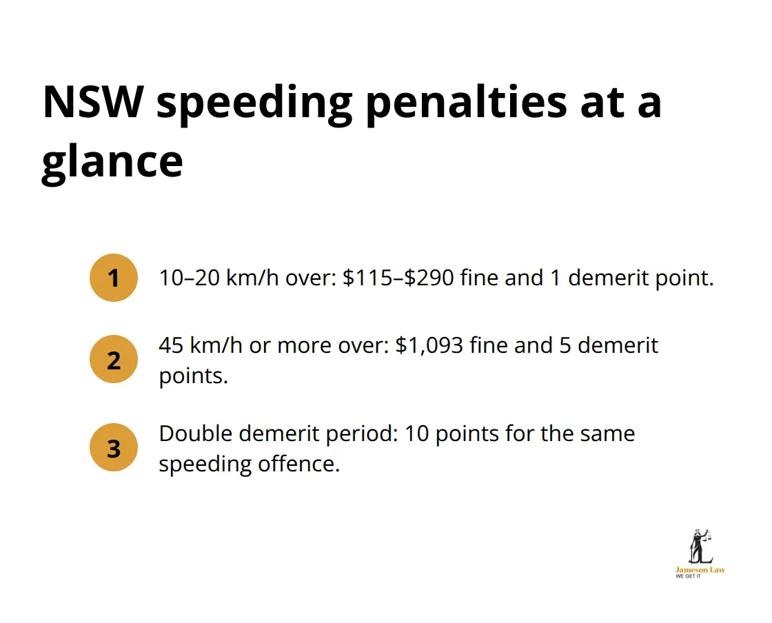 Summary of NSW speeding fines and demerit points, including double demerits